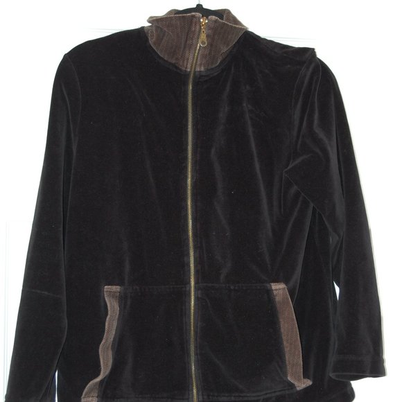 COTTON COUTURE Black/ Gray Velour Jacket Size M - Picture 5 of 12